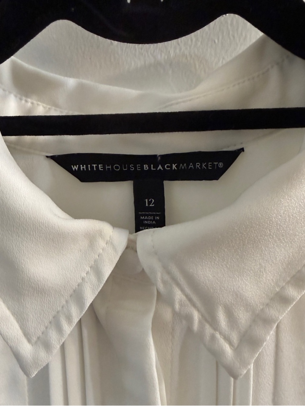 White House Black Market Ivory Beaded Pleated Blouse 12 - Picture 2 of 12